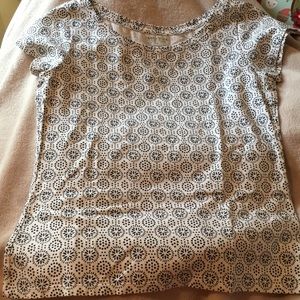 Black White Print Short Sleeved Tshirt size M NWOT